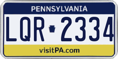 PA license plate LQR2334