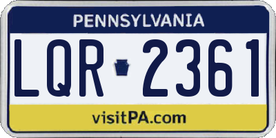 PA license plate LQR2361