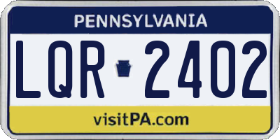 PA license plate LQR2402