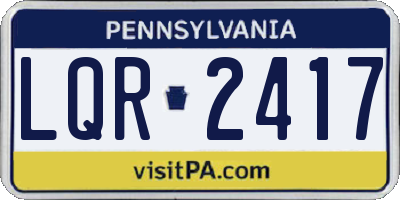 PA license plate LQR2417