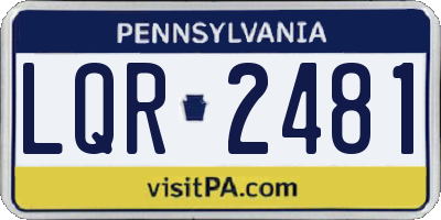 PA license plate LQR2481