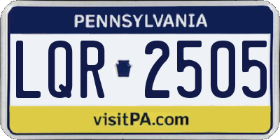 PA license plate LQR2505