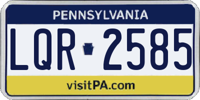 PA license plate LQR2585