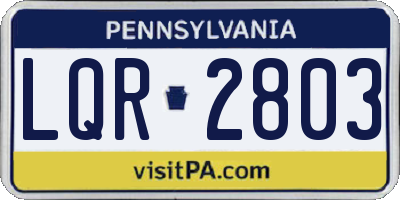 PA license plate LQR2803