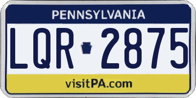 PA license plate LQR2875