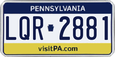 PA license plate LQR2881