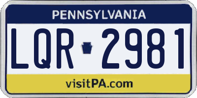 PA license plate LQR2981