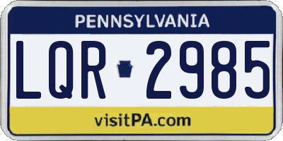 PA license plate LQR2985