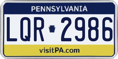 PA license plate LQR2986