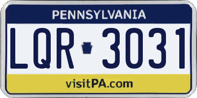 PA license plate LQR3031