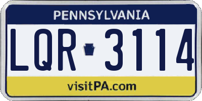 PA license plate LQR3114