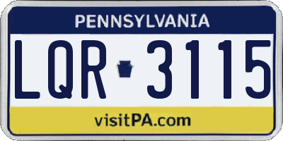 PA license plate LQR3115