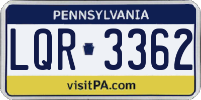 PA license plate LQR3362