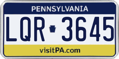PA license plate LQR3645