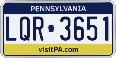 PA license plate LQR3651
