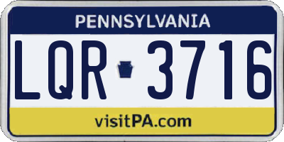 PA license plate LQR3716