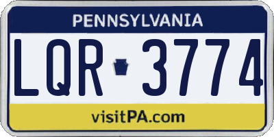 PA license plate LQR3774