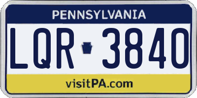 PA license plate LQR3840