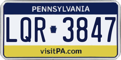PA license plate LQR3847