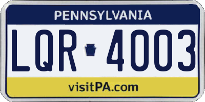 PA license plate LQR4003