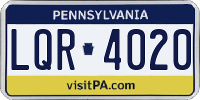 PA license plate LQR4020