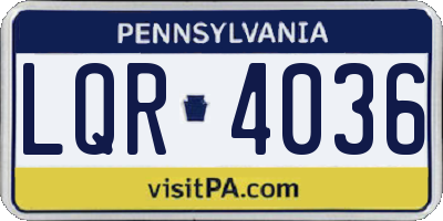 PA license plate LQR4036