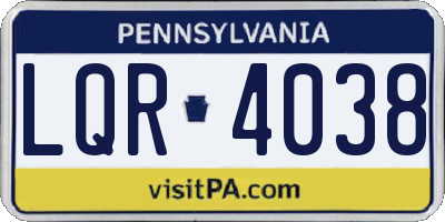 PA license plate LQR4038