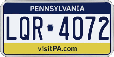 PA license plate LQR4072