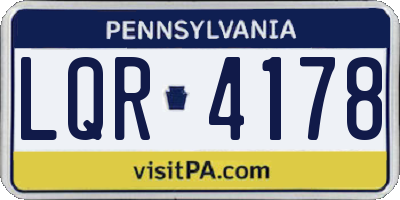 PA license plate LQR4178