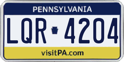 PA license plate LQR4204
