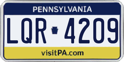 PA license plate LQR4209