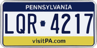 PA license plate LQR4217