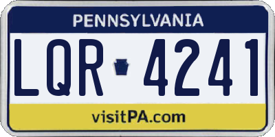 PA license plate LQR4241