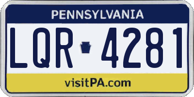 PA license plate LQR4281