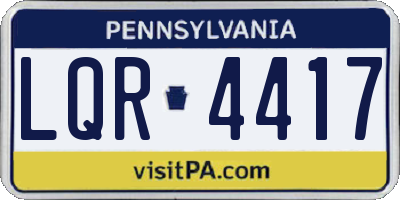 PA license plate LQR4417