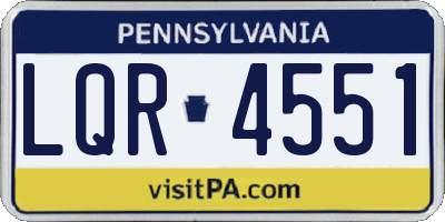PA license plate LQR4551