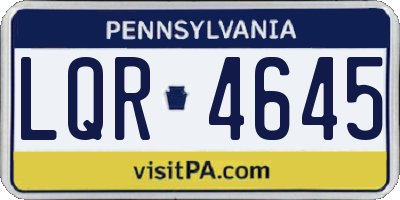 PA license plate LQR4645
