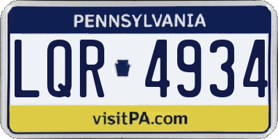 PA license plate LQR4934