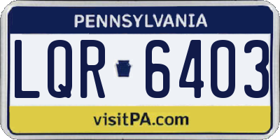 PA license plate LQR6403