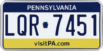 PA license plate LQR7451