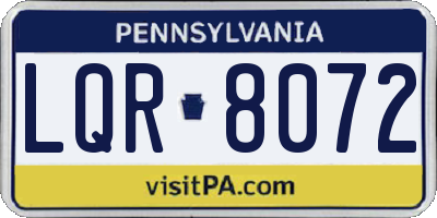 PA license plate LQR8072