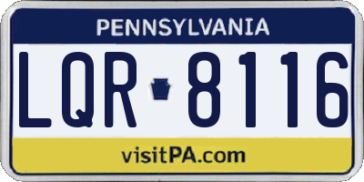 PA license plate LQR8116