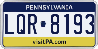 PA license plate LQR8193