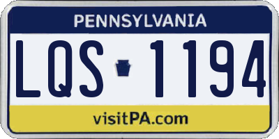 PA license plate LQS1194