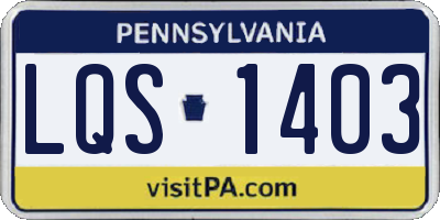 PA license plate LQS1403