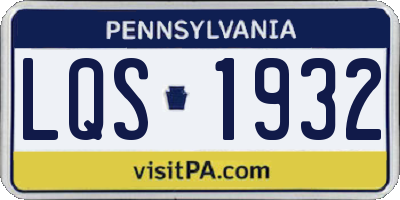 PA license plate LQS1932