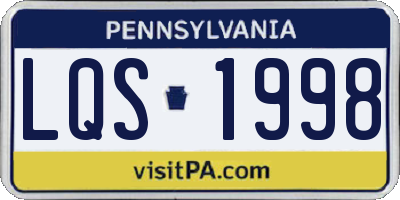 PA license plate LQS1998