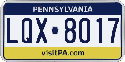 PA license plate LQX8017