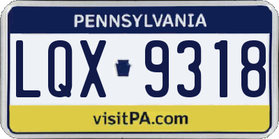 PA license plate LQX9318