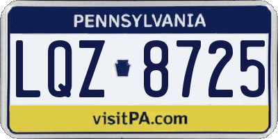 PA license plate LQZ8725